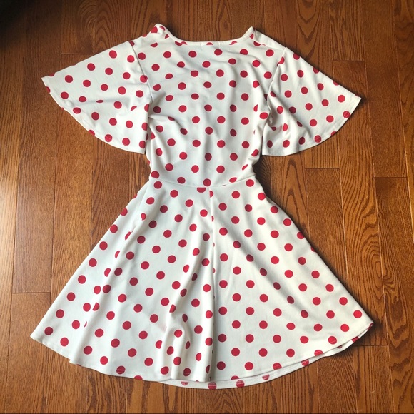 PrettyLittleThing White and Red Polka Dot Dress - Picture 3 of 4